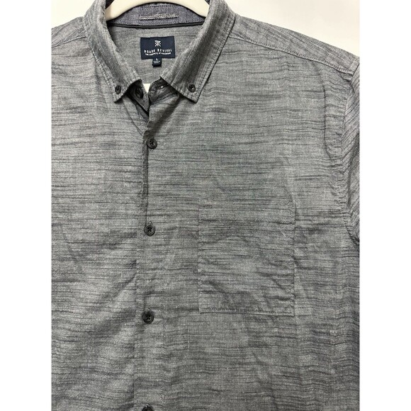 Roark Revival Shirt Mens Large Gray Short Sleeve Button Down Pocket Western USA - Picture 6 of 14